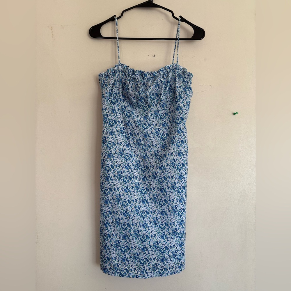 Blue Floral Eyelit Lite Mini Dress Y2K nwot